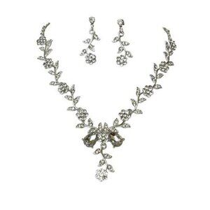 Silver Necklace Set Bridal Jewelry Set Statement Wedding Prom Jewelry Set